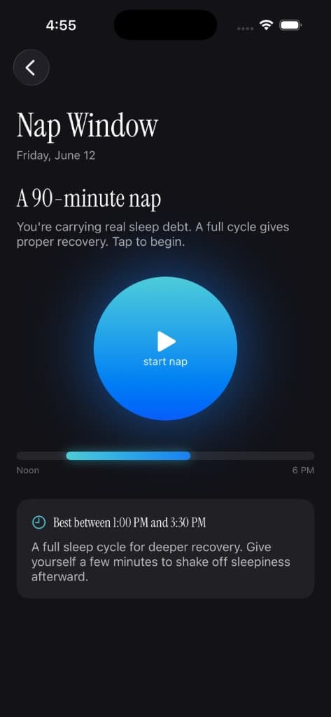 Dozy nap window — a 90-minute nap timer